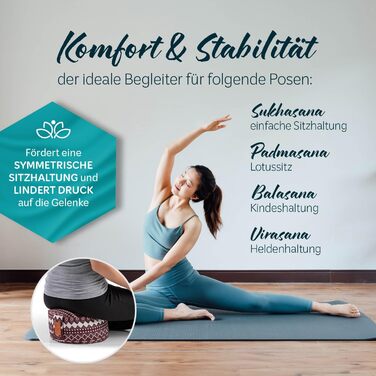 Йога-боулстер Rundes 30см x 15см | Знімний чохол | Наповнювач: органічна гречка/кукурудзяне лушпиння | Для Йін-йоги та медитації