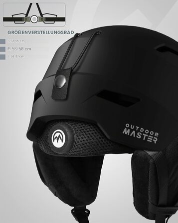Комплект гірськолижний шолом та маска OutdoorMaster для дорослих, матовий чорний, розмір M (56-58 см)