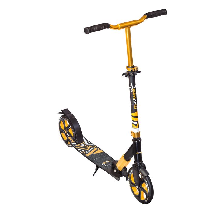 Самокат трюковий muuwmi Aluminium Scooter Deluxe 205мм ABEC 7, регульована висота, для дітей та дорослих, чорно-золотий