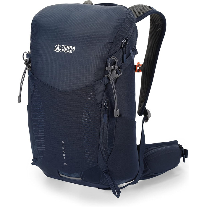 Рюкзак Terra Peak 20 л з вентильованою спинкою, питною системою та дощовиком, туристичний міський рюкзак з поясом для походів, синій