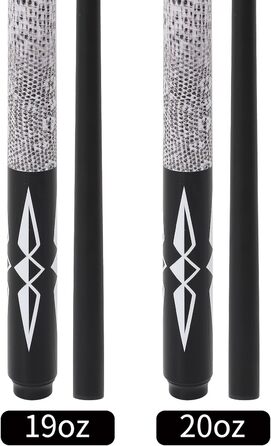 Більярдні кийки Dysdensa: композит скловолокно-графіт, вага 510-595 г, довжина 147 см, білий, 2 шт.