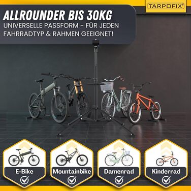 Підставка для збирання велосипедів Tarpofix® до 30 кг | Професійна підставка для ремонту велосипедів та електровелосипедів | Важкий велосипедний тримач E-Bike | Підставка для ремонту велосипедів (Чорний)