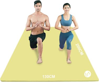 Йога мат RYTMAT XXL 200x130 см: фітнес мат для йоги, фітнесу, занять з дітьми та для людей похилого віку (10/15/20 мм, бірюзовий/жовтий)