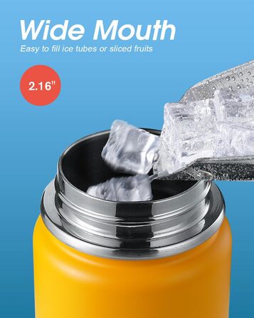 Фляга Coolflask 1,2 л з ізоляцією та соломинкою, нержавіюча сталь, 3 кришки, для спорту та офісу, зберігає холод до 48 годин, тепло до 24 годин, сіро-зелений колір (Ombré жовто-помаранчевий, 591 мл)