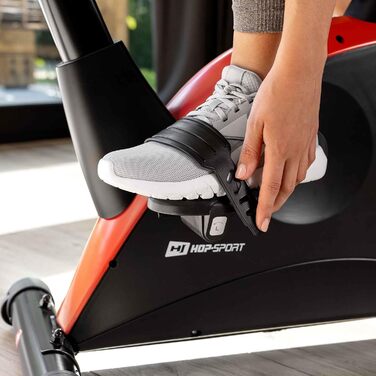 Велотренажер Hop-Sport HS-005H з керуванням через додаток, 12 програмами тренувань, 16 рівнями навантаження, для фітнесу, до 150 кг, червоний
