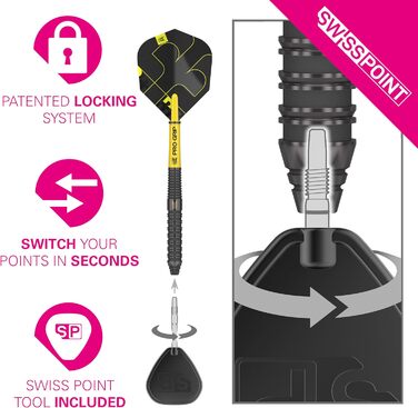 Дротики Target Darts Bolide Void 90% вольфрам, сталевий наконечник, набір для дартсу Swiss Point