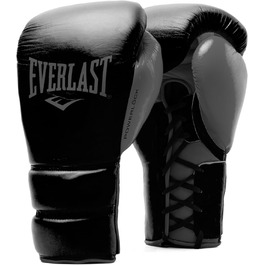 Боксерські рукавички Everlast Powerlock 2 Pro: для спарингу, тренувань з мішком та захисту зап'ястя. 5-шаровий шар, шнурівка, оригінальна Everlast Gear, білий (чорний), 12oz