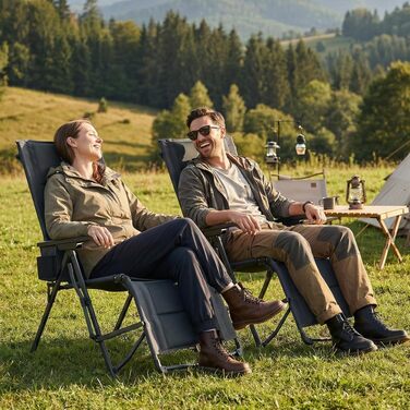 Розкладне крісло для кемпінгу TIMBER RIDGE з підставкою для ніг, 4 положення спинки, м'яке сидіння, навантаження до 150 кг, для саду, балкона та автодома