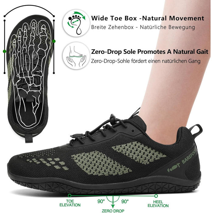 Босоніжки Geweo для жінок та чоловіків: зручні спортивні кросівки з широкою передньою частиною, легкі, для фітнесу, кросфіту, силових тренувань, без підйому, трекінгові, унісекс, 37-47 EU (Outdoor, зелений, 37 EU широкі)