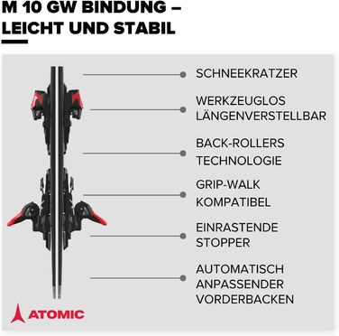 Лижі ATOMIC REDSTER SC для жінок та чоловіків | Високопродуктивні лижі з технологією TI Stabilizer та Densolite Core | Білий/Чорний, 147 см
