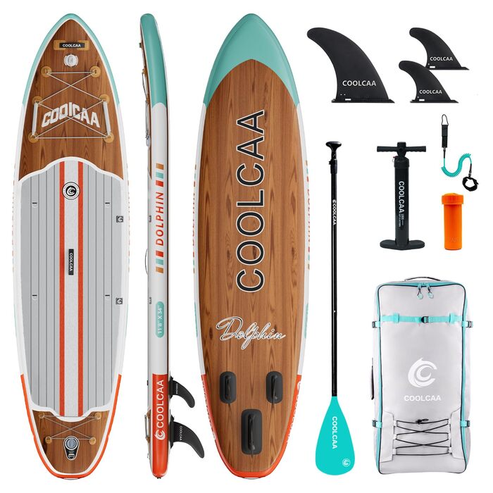 SUP-дошка COOLCAA 355 см надувна для плавання та риболовлі, вантажопідйомність 222 кг, з аксесуарами та сумкою-переноскою