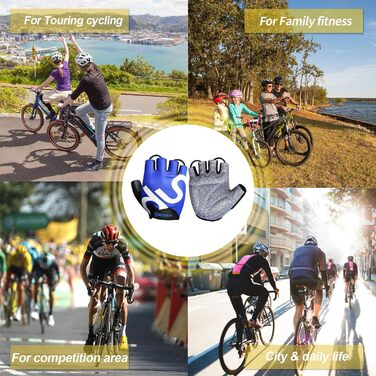 Рукавички для велосипеда чоловічі/жіночі літні - рукавички напівпальці для їзди на велосипеді, відпочинку, MTB, шосе, даунхілу, щоденних поїздок, велотуризму, каякінгу, роликів, вітрильного спорту, греблі. Колір: синій, розмір: M
