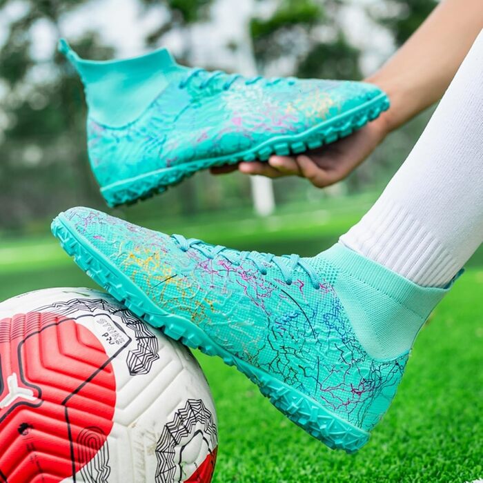 Футбольні бутси KUUK для штучного поля та залу: чоловічі, дитячі, для тренувань, AG, FG, TF, білі, зелені (40 EU)