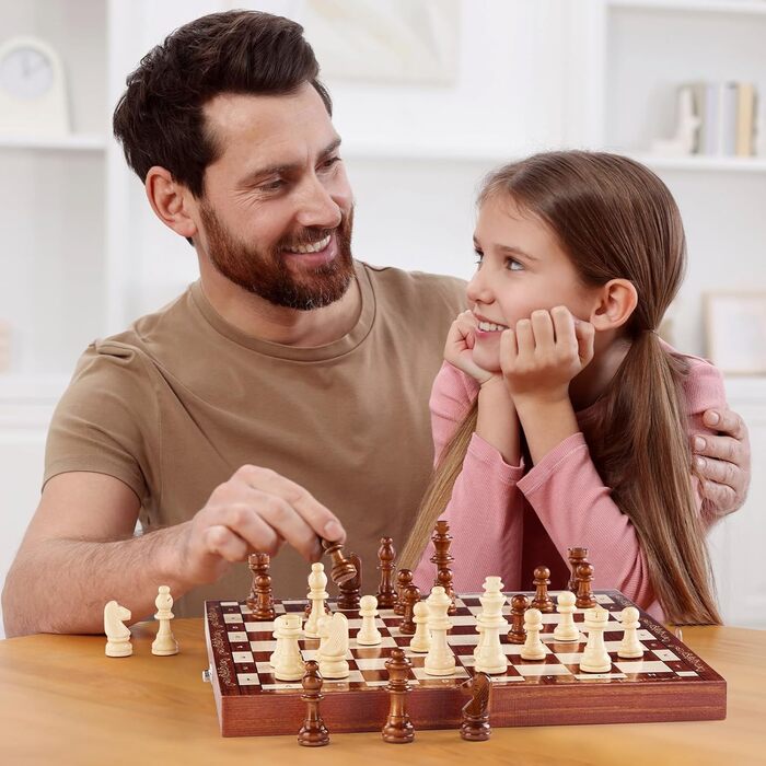 Магнітний шаховий набір Mystooy з дерева, складаний, для подорожей, дитячий та дорослий, 29x29 см