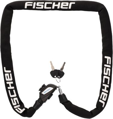 Ланцюговий замок для велосипеда та електровелосипеда FISCHER, неопренове покриття, високий рівень захисту, 130 см, чорний, 2 ключі