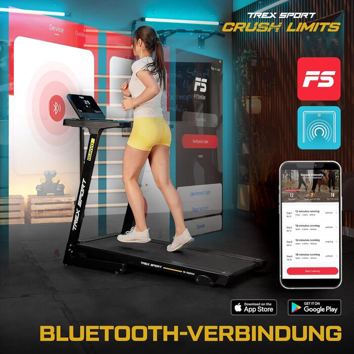 Електричний біговий тренажер TREX SPORT TX-700TM RUNVO | Складаний біговий тренажер з LCD-дисплеєм, потужність 2 PS, 15 програм