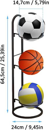 Металевий стенд для зберігання м'ячів: баскетбольних, футбольних, волейбольних (3 яруси)