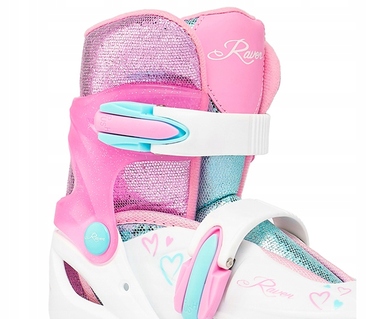 Регульовані ролики RAVEN Loret Glitter White/Mint/Pink (розмір 30-33) з LED-колесами