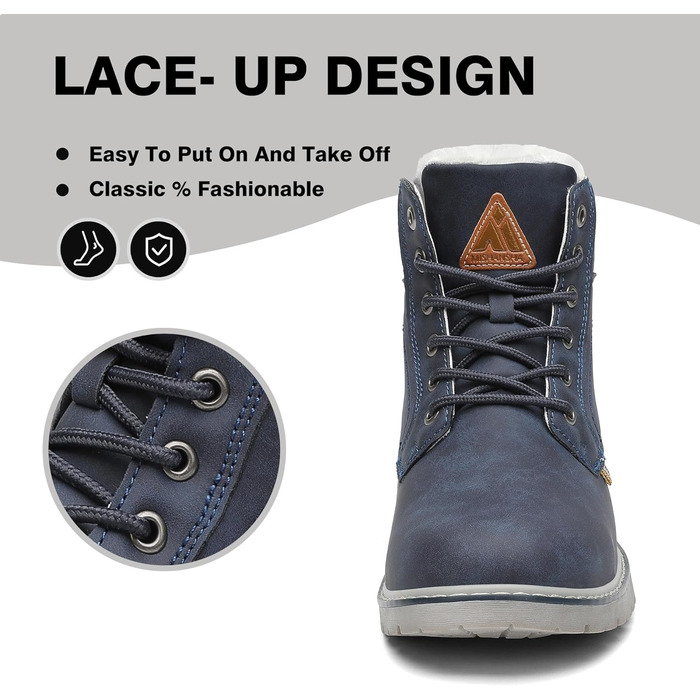 Зимові черевики Mishansha Herren для жінок. Теплі, водонепроникні, на шнурівці. Розмір 42 EU, темно-синій.