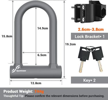 Надійне велозамкне Sportneer: 17 мм, з 1,5 м кабелем для гірського, шосе, електровелосипеда та складаного велосипеда