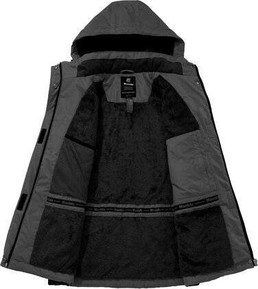 Жіноча зимова куртка Wantdo для катання на лижах, сноуборді та активного відпочинку на природі. Тепла флісова підкладка, водонепроникний вітрозахисний капюшон, куртка з підкладкою, колір чорний (M)