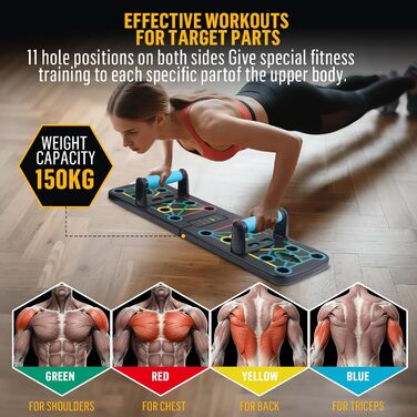 Відкидна дошка для віджимань 17-в-1, портативна, для дому та фітнес-тренувань, з ручками, для розвитку м'язів