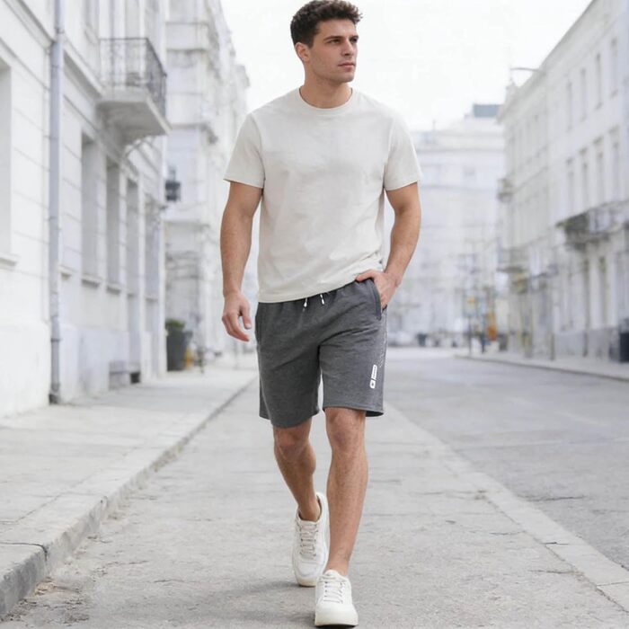 Чоловічі спортивні шорти FizzPop з бавовни та стрейч, з блискавкою та світловідбиваючими смугами, колір синій, розмір L