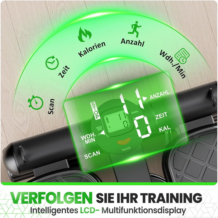 Ultrasport Swing Stepper: міні-степер 2-в-1 з мотузками та LCD-дисплеєм, тихий, з регулюванням навантаження