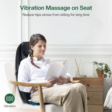 Масажне сидіння Snailax Shiatsu з підігрівом та вібрацією для шиї та спини, масажер для крісла, подарунок для чоловіків та жінок (40.5x35.5x66cm)