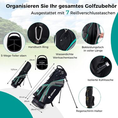 GYMAX Комплект гольф-клубу для чоловіків, повний набір гольф-клубу з драйвером #1, фейрвеєм #3, гібридом #5, залізом #5, #6, #7, #8, #9, #P, #S, паттером, 3 чохлами та переносною сумкою (зелений)