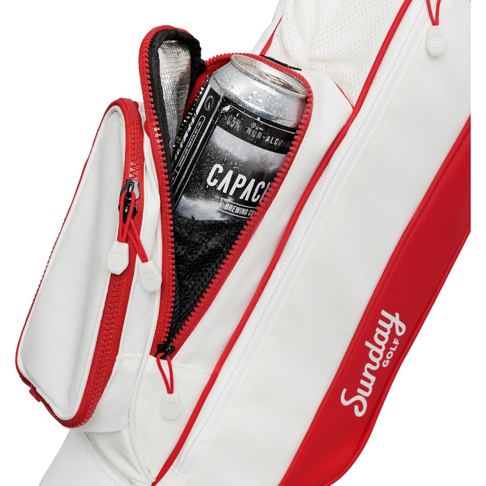Гольф сумка Sunday Golf Loma: легка сумка з ременем та стійкою – ідеальна для коротких гольф-курсів, 79 см (червоно-біла)