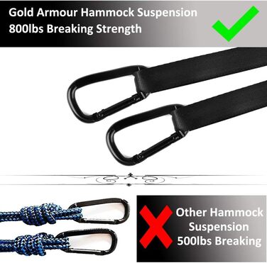 Гамак для кемпінгу Gold Armour - легкий, з 10 петель, 2 ременями, 3 метри, для дорослих та дітей (Фуксія/Рожевий)