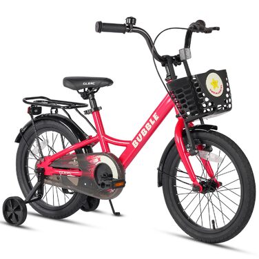 Дитяче велосипед Glerc Bubble 12/14/16 дюймів для хлопчиків та дівчаток 3-8 років з корзиною та стабілізаторами, різні кольори (рожевий, 14 дюймів)