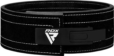 RDX Шкіряний пауерліфтинг пояс з важільною пряжкою 10мм, сертифікований IPL USPA, регульований, для силових тренувань, фітнесу та бодібілдингу, чоловічий, M, чорний-білий
