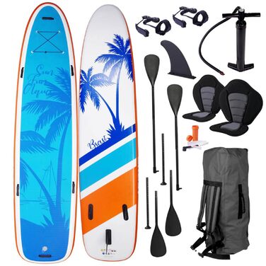 Надувний SUP Board Family BRAST | Комплект для сапсерфінгу XXL | 370x87x15 см, до 210 кг | 7 дизайнів | з аксесуарами (2 сидіння для каяка, 2 петлі для ніг, насос, рюкзак)