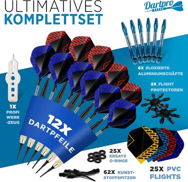 Електронний дартс DartPro [DAS ORIGINAL] - Професійна мішень з 6 дротиками, бездротова, 65 варіантів гри, Double IN/Double Out. Комплект з 12 дротиків