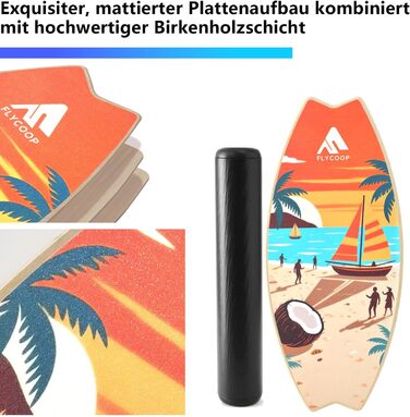 Балансборд Flycoop для дорослих: дошка для балансу, серфінгу та трюків з роликом, м'ячем та килимком