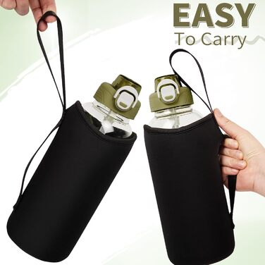 DEARRAY Скляна пляшка для води 1.5 л з трубочкою, захисним чохлом, без BPA, герметична, для спорту, смузі, фруктів, газованої води, зелена кришка