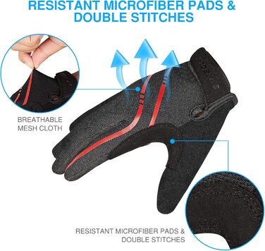 Велосипедні рукавички Vofinger – посилені, дихаючі, для чоловіків/жінок, з підтримкою сенсорного екрану та антиковзанням, для їзди, походів, катання (червоні, XL)