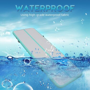 Надувна гімнастична мат Air Turn Track Matte 2-6м, 300x100x10см, з насосом та сумкою, для йоги, фітнесу, чеерлідингу, м'ятно-зелений