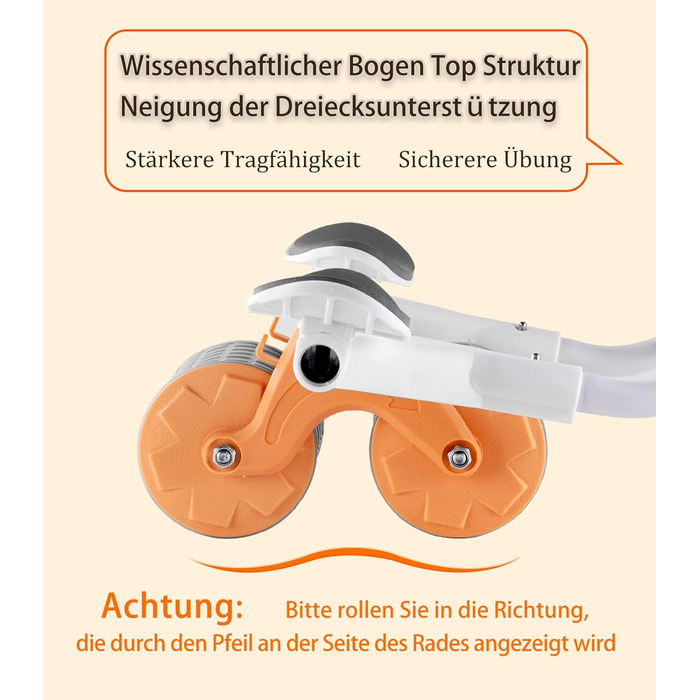 Ролер для пресу ABHDIEG з підставкою для ліктя, автоматичний відскік, тренування пресу вдома та в спортзалі, ролер з подвійним колесом для пресу