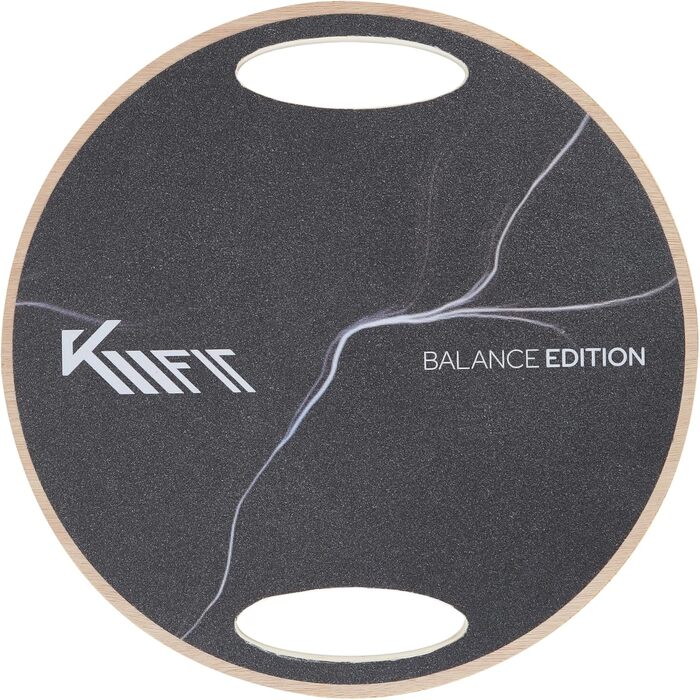 Дерев'яна баланс-борд KM-Fit для координації та рівноваги | Тренажер для рівноваги з ручками | Індоор-борд для фітнесу та реабілітації