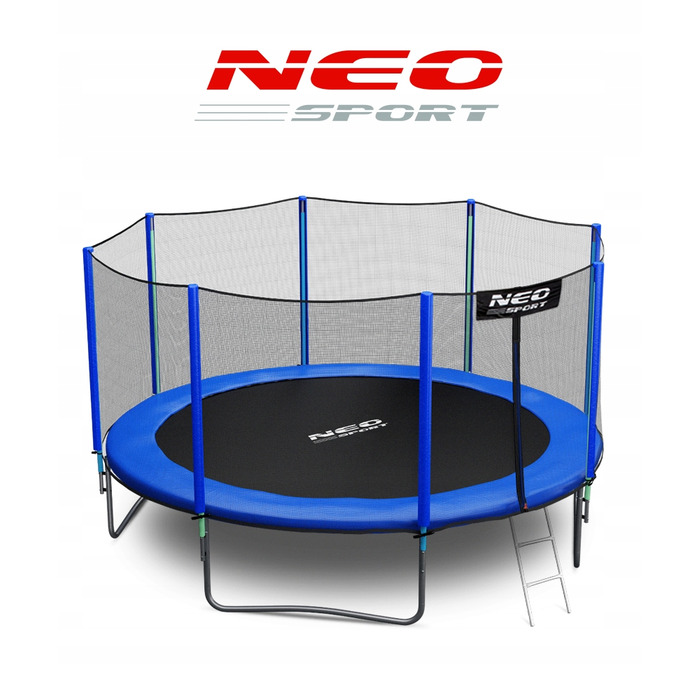 Садовий батут Neo-Sport 12ft/374см із зовнішньою сіткою та драбиною