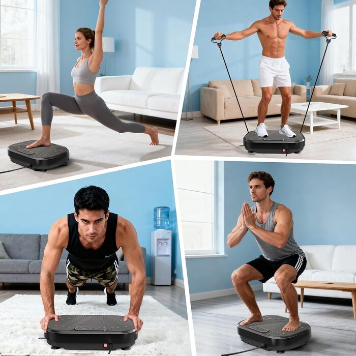 Вібраційна платформа для тренувань: 120 рівнів інтенсивності, 10 режимів, LED-дисплей, дистанційне керування, до 200 кг