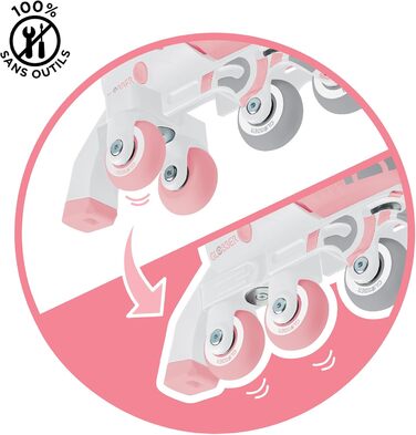 Ролики GLOBBER 2в1 для дітей, регульовані, Inline та Quad, ABEC 9, рожеві