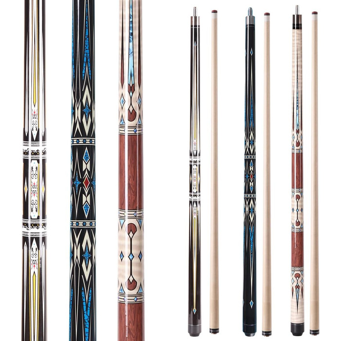 Набір київ для більярду: 2 киї (147.3 см) з акації, 3 наконечники | Київ для більярду, набір, акація