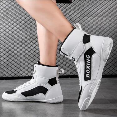 Боксерські черевики для чоловіків SDEQA: легкі, дихаючі, для боксу, бодібілдингу, фітнесу, розмір 43 EU, білі