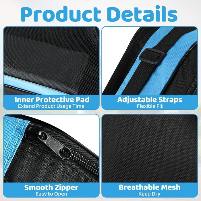 Сумка для роликів Flintronic, для дітей, велика місткість, з регульованим плечовим ременем, блакитна