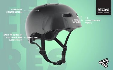 Шолом TSG для скейтборду та BMX S/M, інжектований, чорний