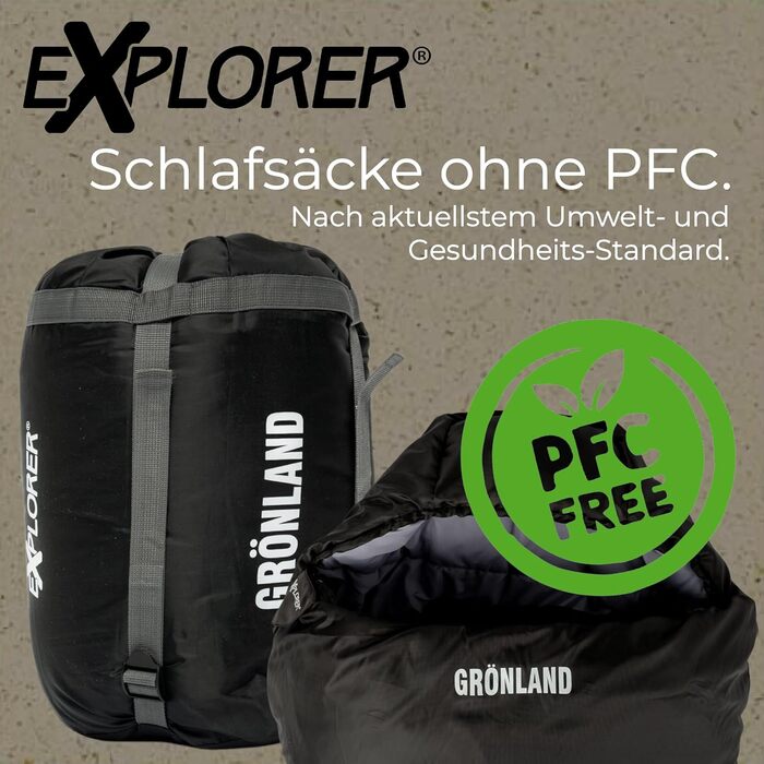 Сплячий мішок EXPLORER® Grönewald -23°C, 3-4 сезони, зимовий, для дорослих, 230x82x55 см, чорний, для кемпінгу, трекінгу, подорожей